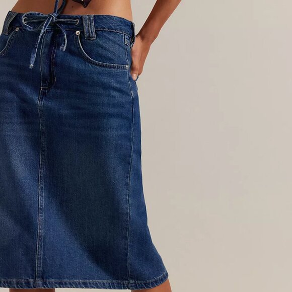 NWT Free People We The Free Stella Denim Column Skirt - Picture 2 of 13